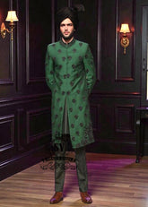 Trends for the groom - the groom Green Sherwani - men's Sherwani clothing - Dark Green Sherwani suits