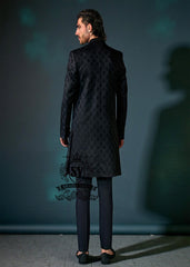 This edgy Sherwani masterpiece from Shazia Yasin is just right for the modern groom, Who wants to make a statement. A Sherwani design that blends classic softness with royal presence.
