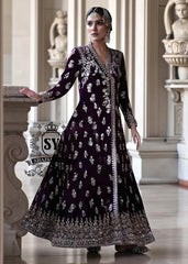 Modern Luxury Velvet Bridal Dresses Heavy Embellished Velvet Angrakha Designs Dansville New York USA Formal Dresses