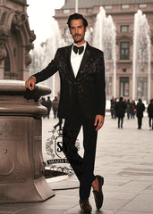 Bespoke Tuxedo Blazer With Trousers for Mens Farmington Hills Michigan MI USA Black Tuxedo suits for men