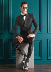 High End Suits for Men Ilford London UK Bespoke Double Breasted Suits for Groom High End Black Suits For Wedding
