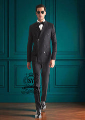 High End Suits for Men Ilford London UK Bespoke Double Breasted Suits for Groom High End Black Suits For Wedding