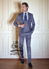 Stylish Slate Blue Suits San Francisco California CA USA Best Western Wedding Collection Designer Suits Designs
