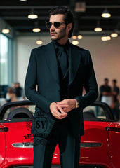 Latest Three Piece Suit Designs Montgomery Village Maryland USA Graceful Men's Dark Teal Suit in Italian Fabric