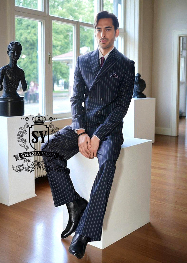 Graceful Mens Suit in Pinstripe Los Angeles LA California CA USA Bespoke Men's Formal Wedding Business Suits