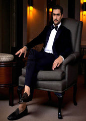 Latest Grooms wear Navy Blue Velvet 2PC Suit Sacramento California CA USA Bespoke Tuxedo Suits for Mens
