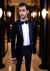Latest Grooms wear Navy Blue Velvet 2PC Suit Sacramento California CA USA Bespoke Tuxedo Suits for Mens