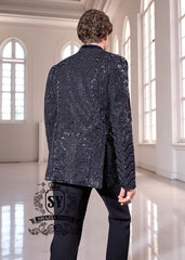 Ebony Men's Wedding Tuxedo Suits Winter Groom Shawl Lapel Suit Formal Men's Tuxedo Best Wedding Tuxedo Suits