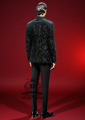 Black Metallic Wildflower Embroidered Tuxedo San Francisco California CA USA Best Men's Bespoke Tuxedo Suits