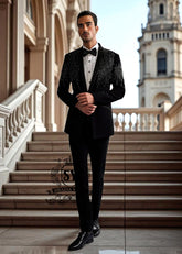 Black Royals tuxedo Hertfordshire England UK Hand Embellished Tuxedo With Satin Lapel With Price