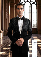 Black Royals tuxedo Hertfordshire England UK Hand Embellished Tuxedo With Satin Lapel With Price