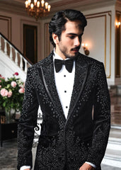 Pakistani Designer Black Royal Tuxedo Diamond Bar California CA USA Good Looking Mens Velvet Tuxedo