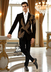 Lightfall Embroidered Tuxedo Colorado Springs Colorado USA Buy Black Velvet Gold Metallic Hand
Embellished Tuxedo