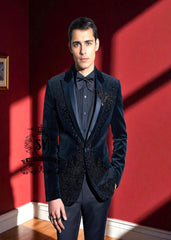 Best Tuxedo Designs Garden City Michigan MI USA Fully Embellished Men's Tuxedo in Velvet Buy Men's Suits Tuxedo Online