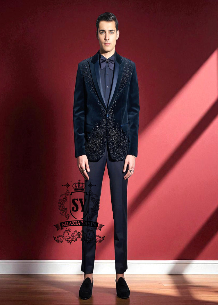 Best Tuxedo Designs Garden City Michigan MI USA Fully Embellished Men's Tuxedo in Velvet Buy Men's Suits Tuxedo Online