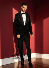 Designer Grooms wear Tuxedo Baltimore Maryland USA Bespoke Tuxedo Suits for Men's Total Black Wedding Outfit