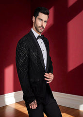 Designer Grooms wear Tuxedo Baltimore Maryland USA Bespoke Tuxedo Suits for Men's Total Black Wedding Outfit