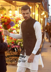 Pakistani Mens Black Waistcoats Hempstead Town, NY USA Waistcoats for Nikah Ceremony
