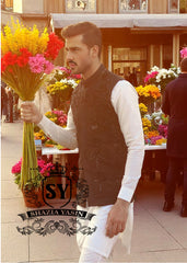 Pakistani Mens Black Waistcoats Hempstead Town, NY USA Waistcoats for Nikah Ceremony