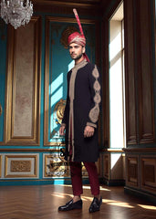 Banarasi Jamawar Wedding Turban for groom Oldham England UK Bespoke Aitchison Kulla For Men
Bright maroon