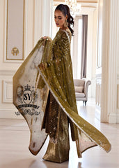 Luxury A-Line Angrakha Frock Green Street UK Buy Pakistani Angrakha Frocks Wedding Party Dresses
