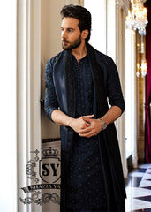 Deep Navy Mens Kurta Shalwar Brampton, Ontario, Canada Embroidered Kurta Shalwar for Mehndi