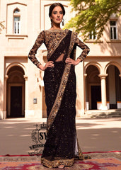 Pakistani Saree Designer Saree Rockville Maryland USA Black Heavy Embellished Sarees in Chiffon