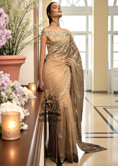 Buy Pakistani Bridal Embellished Deep Peach Saree Dress Chester Pennsylvannia PA USA Designer Saree for any Occasion