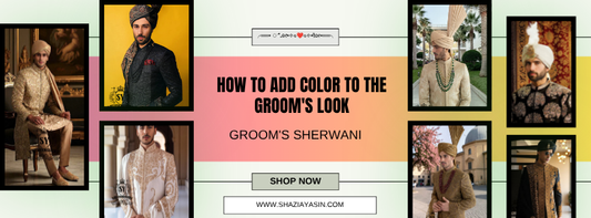 A sherwani design and Accessories for the groom who dreams of an elegant, romantic look with a touch of modern glamour.