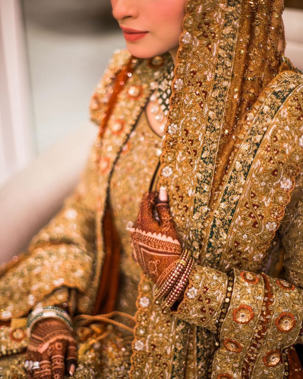 Beautiful Heavy Gold hand Embellished Nikah Bridal Dress Shazia Yasin Beautiful Heavy Gold hand Embellished Nikah Bridal Dress Shazia Yasin