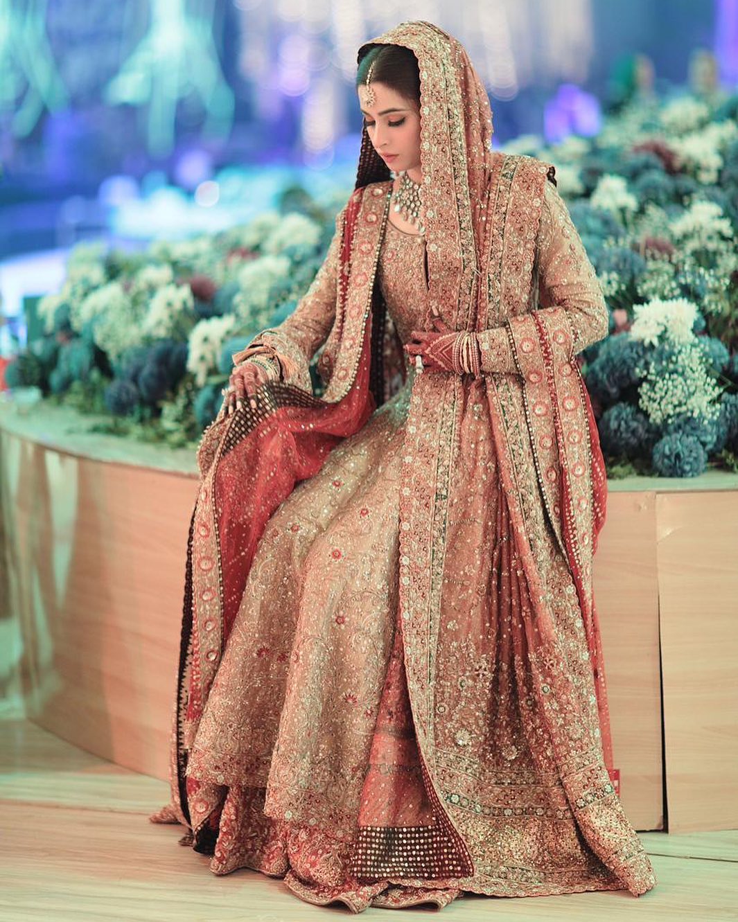 Beautiful Heavy Gold hand Embellished Nikah Bridal Dress