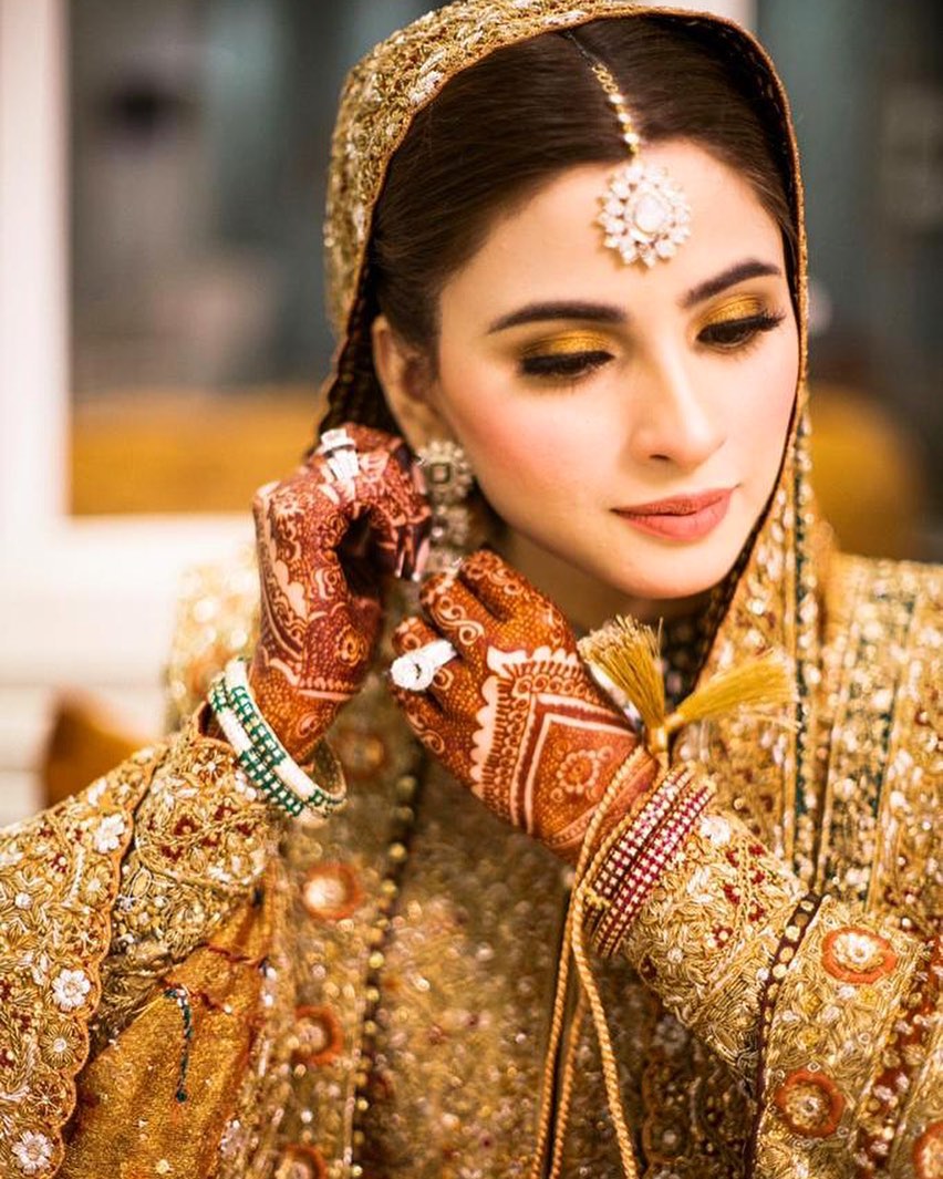 Beautiful Heavy Gold hand Embellished Nikah Bridal Dress