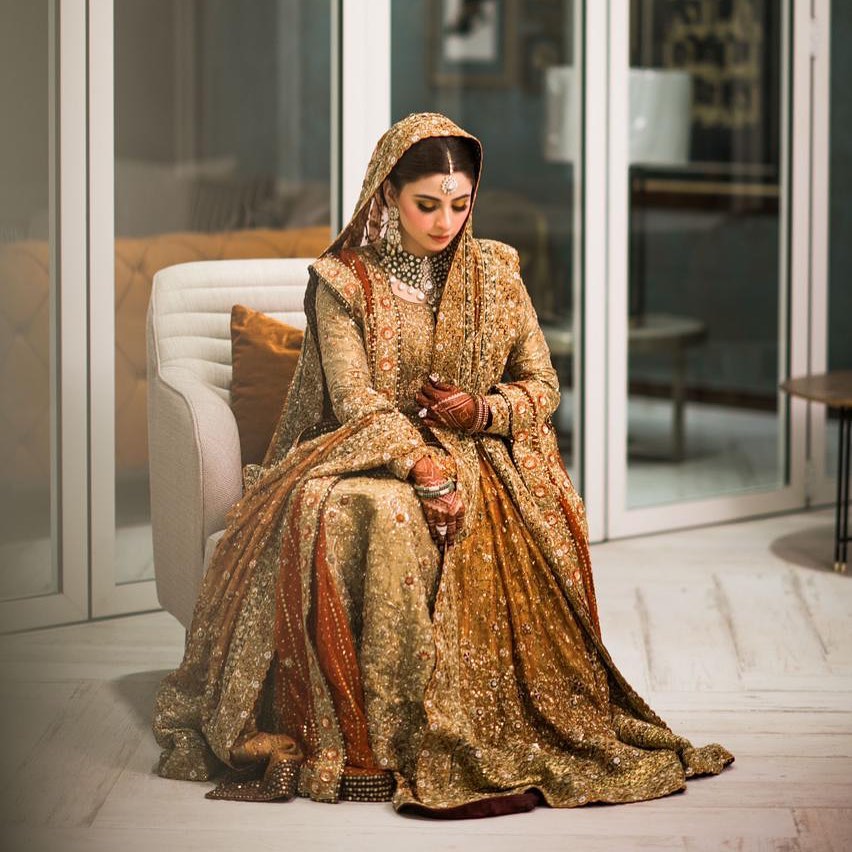 Beautiful Heavy Gold hand Embellished Nikah Bridal Dress Shazia Yasin Beautiful Heavy Gold hand Embellished Nikah Bridal Dress Shazia Yasin