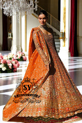 Burnt Orange Bianca Pishwas and Lehenga Dress