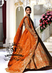 Burnt Orange Bianca Pishwas and Lehenga Dress