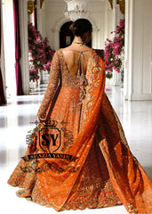 Burnt Orange Bianca Pishwas and Lehenga Dress