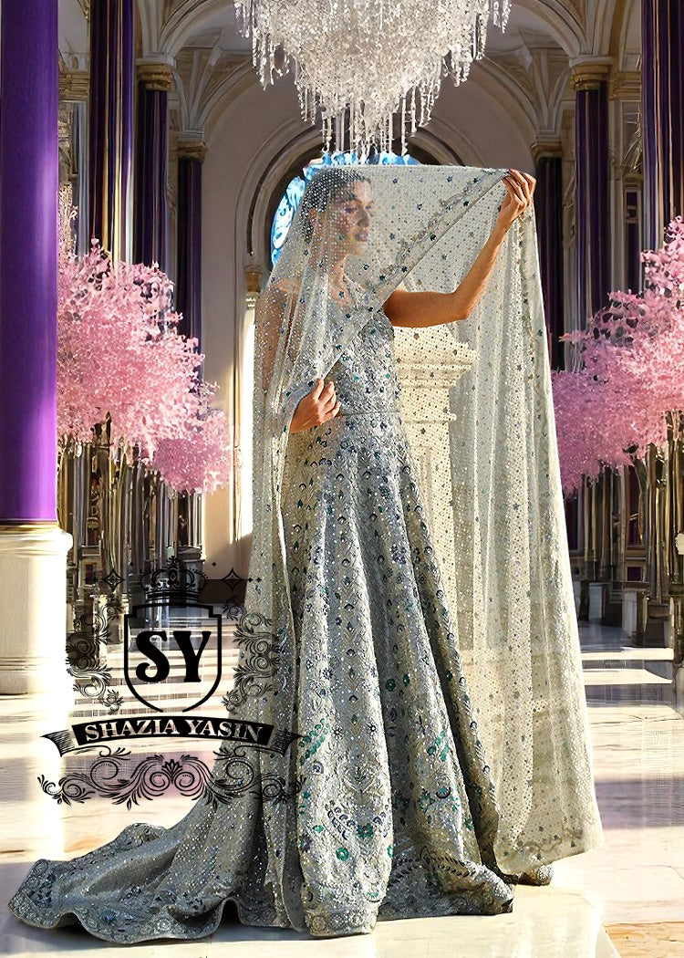 Silver Platinum Hyacinth Backless Bridal Gown