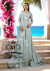 Mint Green Moonstone Gown With Sweep Train