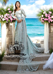 Mint Green Moonstone Gown With Sweep Train