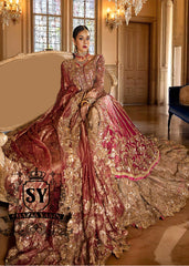 Vivid Burgundy Auburn Anarkali and Lehenga