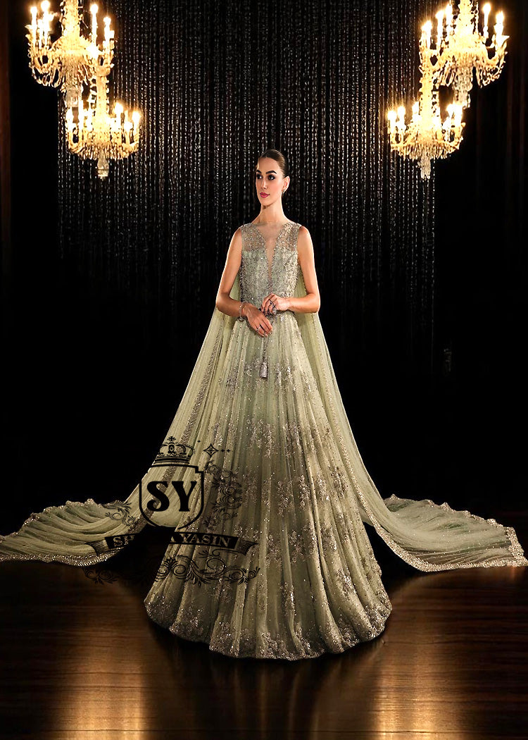 Fortuna Gown with Attached Drape Dupatta Walima Bridal Dresses for Pakistani Brides UK USA Canada