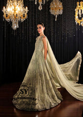 Fortuna Gown with Attached Drape Dupatta Walima Bridal Dresses for Pakistani Brides UK USA Canada