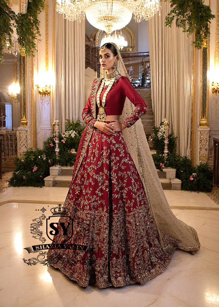 Burgundy Bridal Lehenga Choli Oxford London UK Pakistani Designer Bridal Lehenga Choli Trend