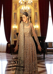Light Chamoisee Designer Bridal Pishwas and Lehenga Holland Netherlands Stylish Pakistani Bridal Dresses
