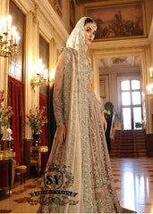 Light Chamoisee Designer Bridal Pishwas and Lehenga Holland Netherlands Stylish Pakistani Bridal Dresses