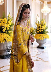 Yellow Dress for Mayon Mehndi Function With Price Flower Mound Texas USA Bridal Gharara Style For Bride