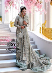 Pakistani Silver Long Tail Wedding Dress Bridal Lehenga Sugar Land Texas Royal Pakistani Bridal Dress