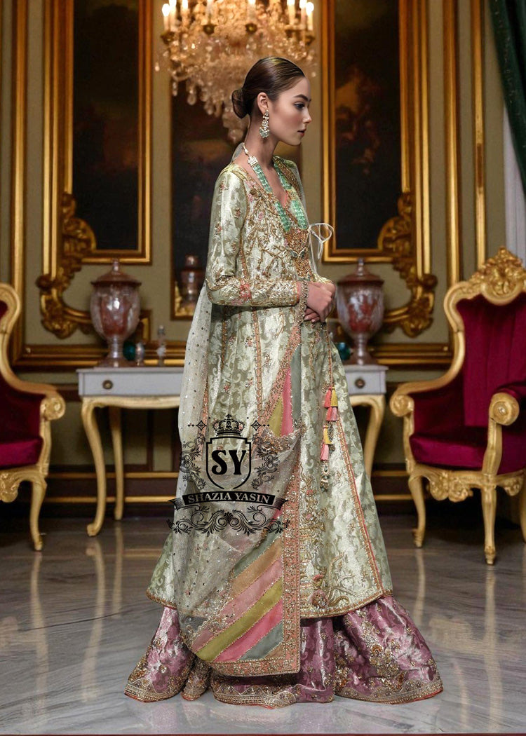 Traditional Angrakha Style Bridal Dress San Antonio Texas USA Wedding Gharara Designs Pakistan
