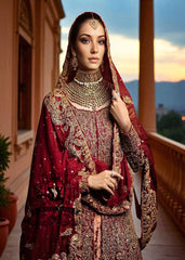 Traditional Red Bridal Outfit Long Bridal Gown Buy Pakistani Indian Bridal Outfits Online UK, USA, Canada, Australia