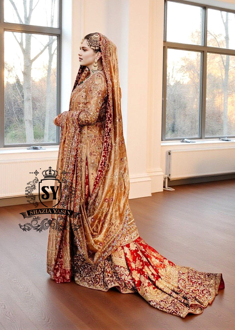 Grenadier Red Lily Farshi Lehenga